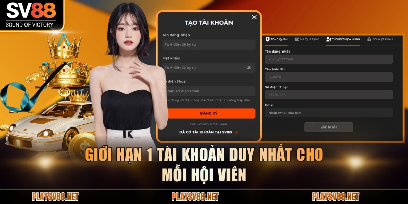 Giới hạn 1 tài khoản duy nhất cho mỗi hội viên